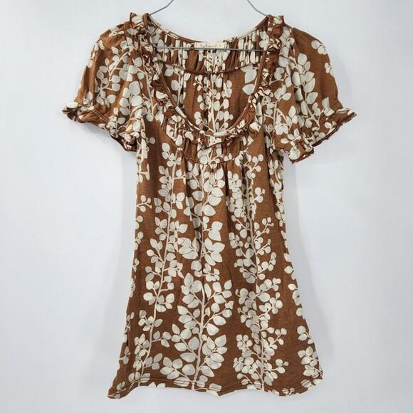 TESTAMENT Floral Puff Sleeve Top Womens Size Small Peasant Spring Summer - Picture 1 of 5